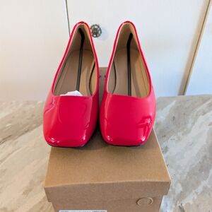 Women’s Red Patent Square-Toe Pumps SIZE 45 (11.5)